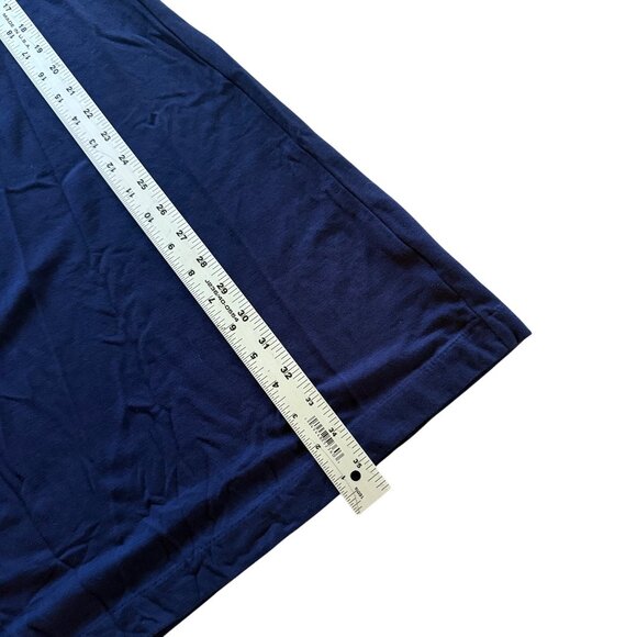 Talbots Petite Size P Small Navy Blue Short Sleeve Midi Dress With Ruffle Neck - Picture 6 of 7